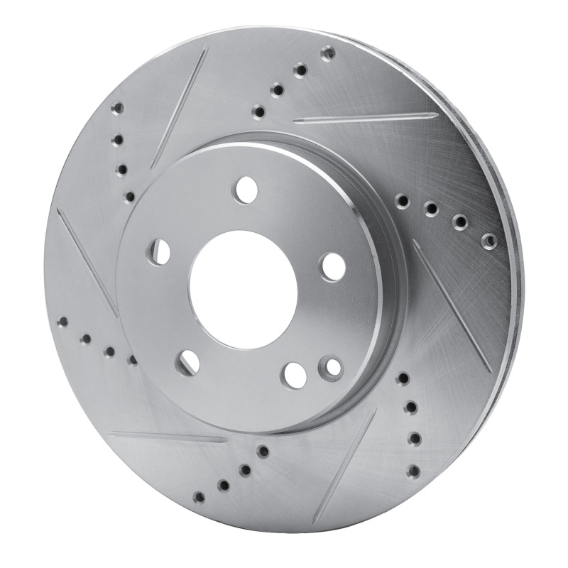 Mercedes-Benz E320 Brake Rotor (1) - Front Left - R1 Concepts - Drilled & Slotted - Silver - `03-`09